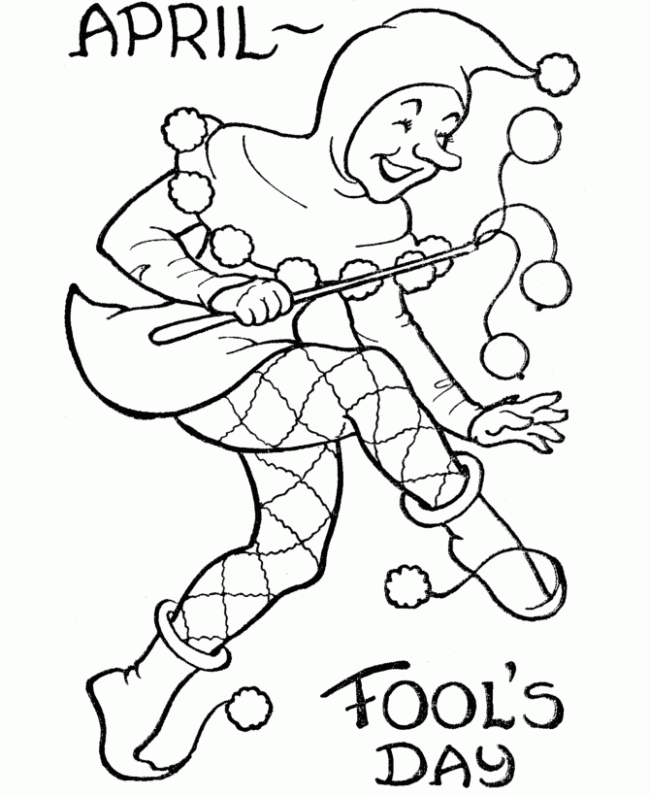 Color the jester.  The earliest recorded reference to April Fools' Day was in "Canterbury Tales" by Geoffrey Chaucer in 1392.