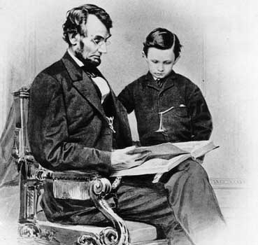 Abraham Lincoln with his son Tad.