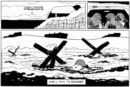 Image result for peanuts cartoon :snoopy wading ashore D-Day
